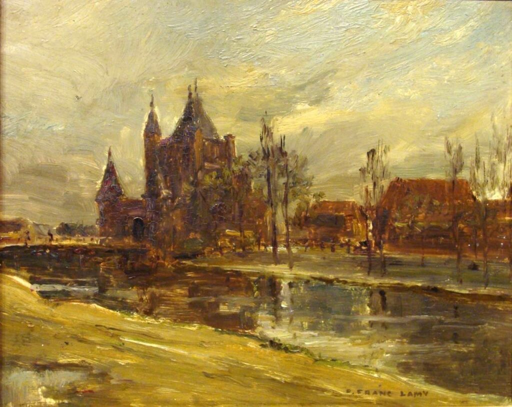 Franc Lamy: 1xxx, Sbr, The town gate of a Flemish city, on panel, 21x26, A2010/12/08 (iR11;iR17)