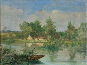 Gustave Colin: 1897, Lake with reflections, 27x35, A2020/06/16 (iR312) Compare: 1IE-1874-47, L’étang aux poules d’eau