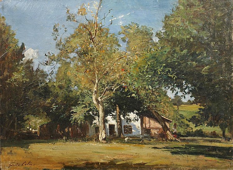 Gustave Colin: 18xx, Sbl, Landscape with cottage and garden, 47x63, A2012/03/14 (iR17;iR316;iR13;iR11) =?? S1859-666, Une ferme à Saint-Léonard, près de Fécamp (Seine-Inférieure) (iR1); =?? 1IE-1874-46, La Maison du Charpentier (R2,p120).