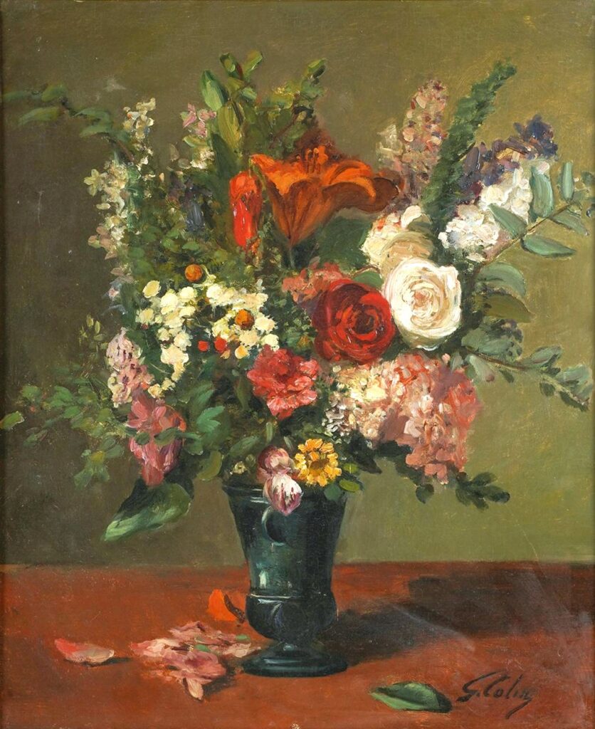 Gustave Colin: 18xx, Sbr, The summer bouquet, 54x45, A2021/06/03 (iR17;aR9). Compare: HD1909-6, Fleurs du Midi, 65×54