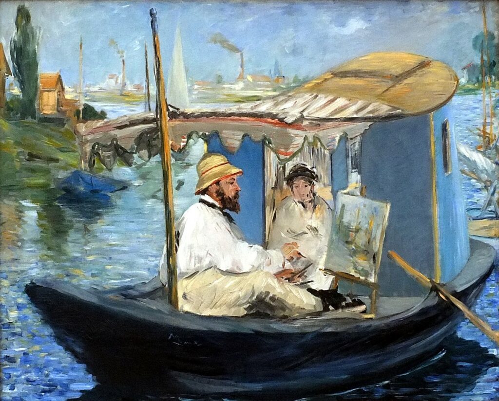 Edouard Manet (1832-83): 1874, RW219, Claude Monet painting in his studio boat, 80x98, NP Munich (iR10;iR6;iR2;R262,no174;R213,no161+193;R120,no219;M53) =LVM-1880-5; =GP1899/07/03 Chocquet sale
