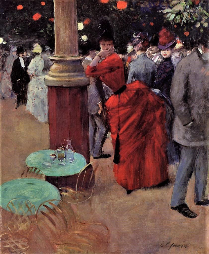 Jean-Louis Forain: 1884ca, The Public Garden (Au jardin de Paris), 55x45, private (iR2;iR6;R50,p100)