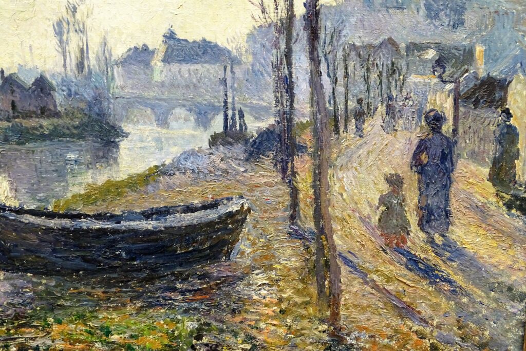 Camille Pissarro: CCP697, 1882, Quai du Pothuis, bright cloudy wheater, Pontoise (detail), 46x61, MuMa Le Havre (HW18;R116,CCP697;M15)