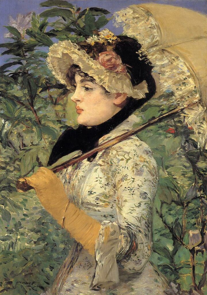 Edouard Manet (1832-83): 1881, RW372, Spring (Jeanne Demarsy), 74x52, Getty Los Angeles (iR2;iR1;aR1;R71,no352;R213,no229;R120,no372;M31) =SdAF-1882-1754, Jeanne; =ENBA-1884-105, Jeanne (le Printemps); =EU-C-1889-495, Le Printemps; Jeanne (app. à M. Antonin Proust)