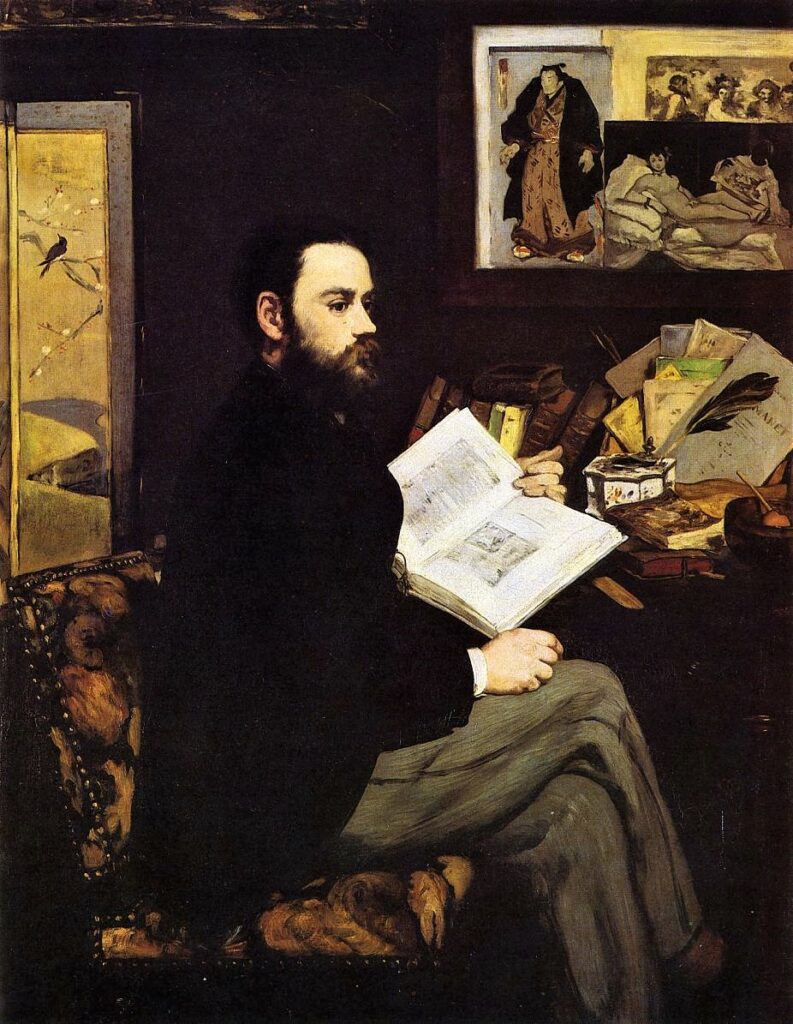 Édouard Manet (1832-83): 1867-68, RW128, Portrait of Emile Zola, 146x114, Orsay (iRx;iR1;aR1;R262,no93;R71,no118;R213,no91;R120,no128;R87,no20;M1) = S1868-1660, Portrait de M. Emile Zola; =ENBA-1884-42; =BJ1903-33; =SdA-1905-7