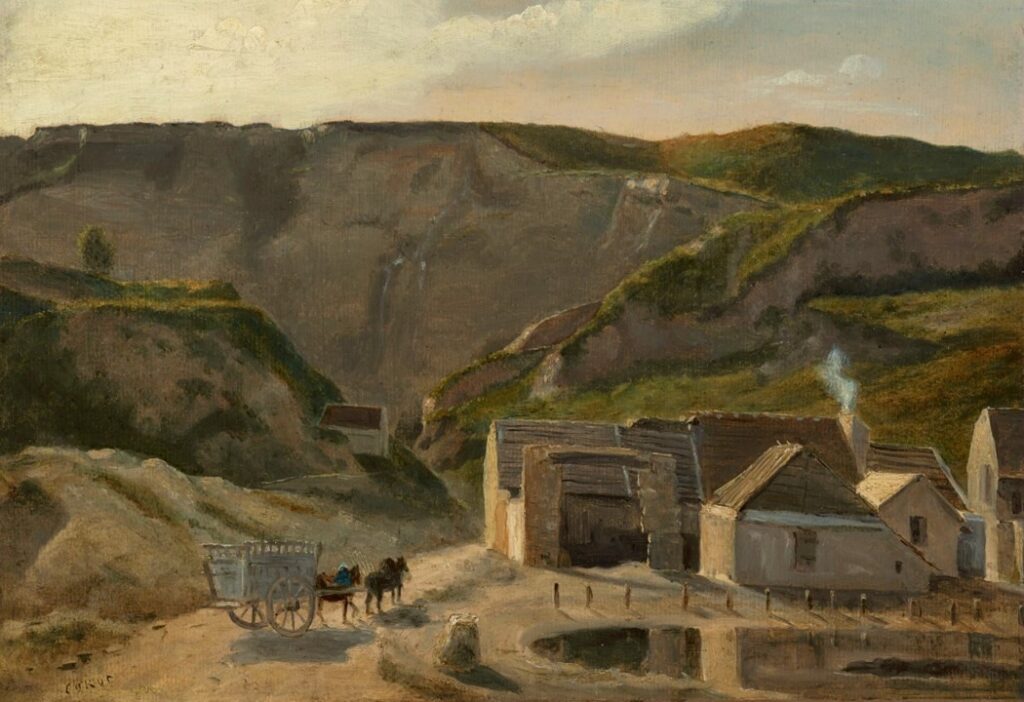 Jean-Baptiste Corot (1796-1875): 1830ca, La Plâtrière (Un village dans la montagne), 26x38, A2023/10/20 (iR11;iR10)