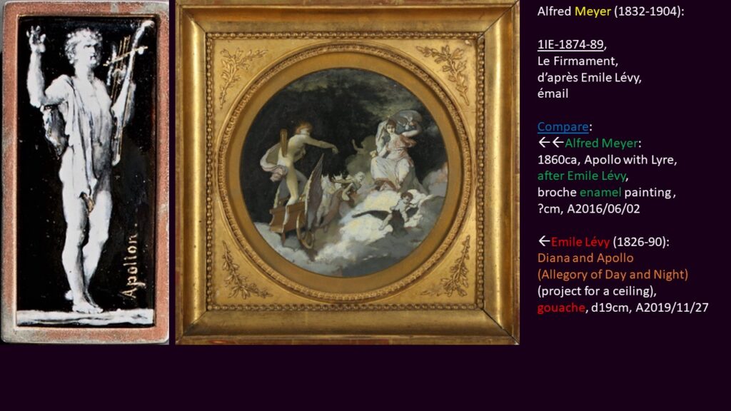 Alfred Meyer: 1IE-1874-89, Le Firmament, d’après Emile Lévy, émail. Compare 2:
