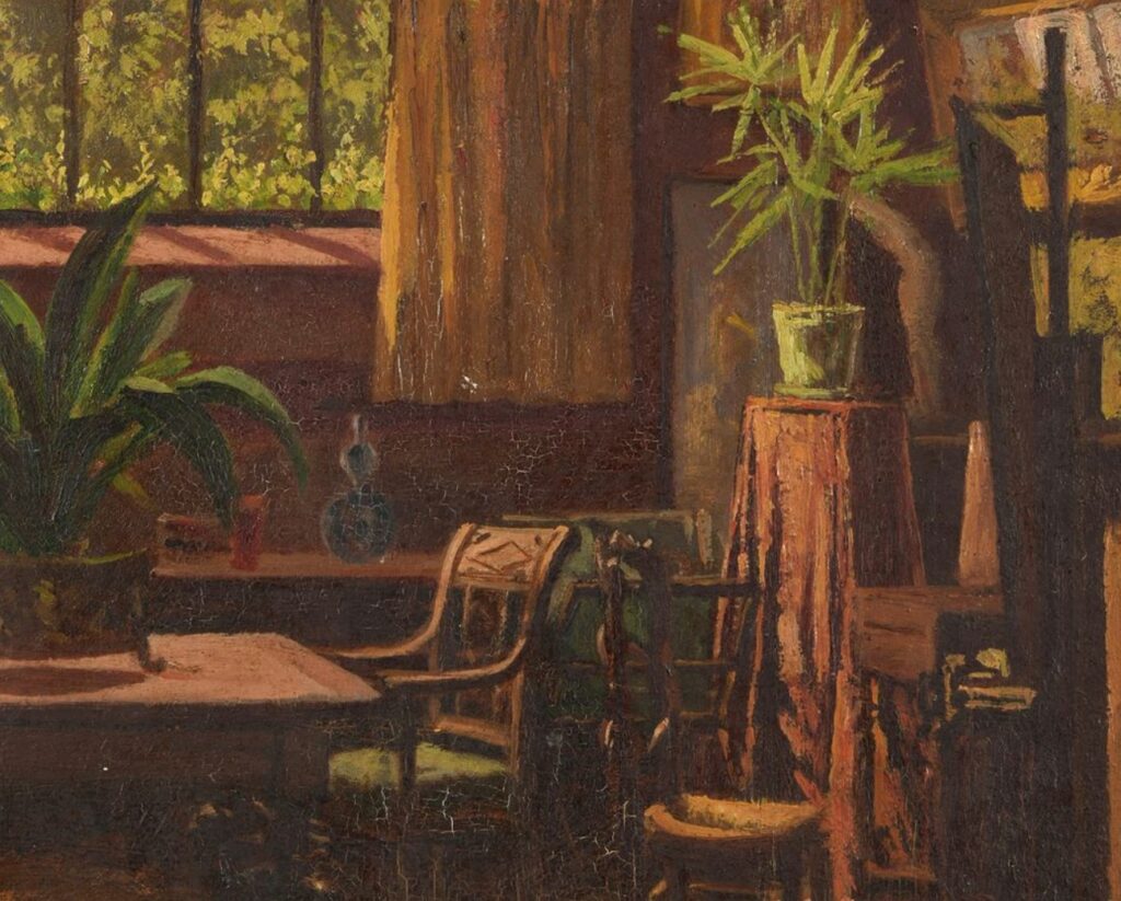 Émilien Mulot-Durivage: 18xx, Sbl, L'Atelier du peintre (detail), ow, 55x31, A2024/06/21 (aR17;iR11;iR10)