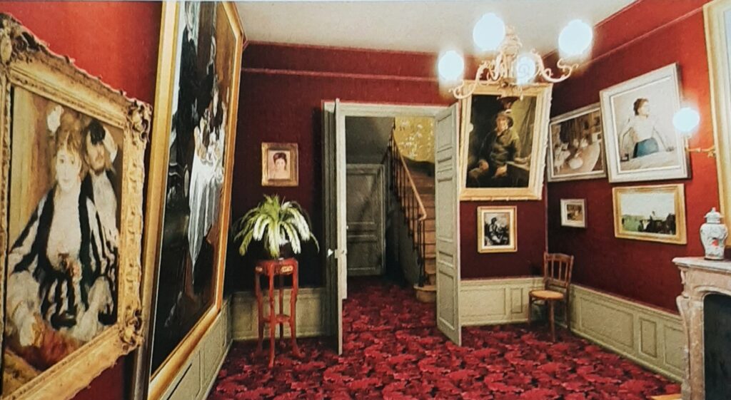 Reconstruction room 1 at Nadar 1874, with figure paintings of Renoir (no.142+147), Monet (no.103, Cals (no.38+40?), Degas (no.60+55+61+63) (R410,p67;R412)