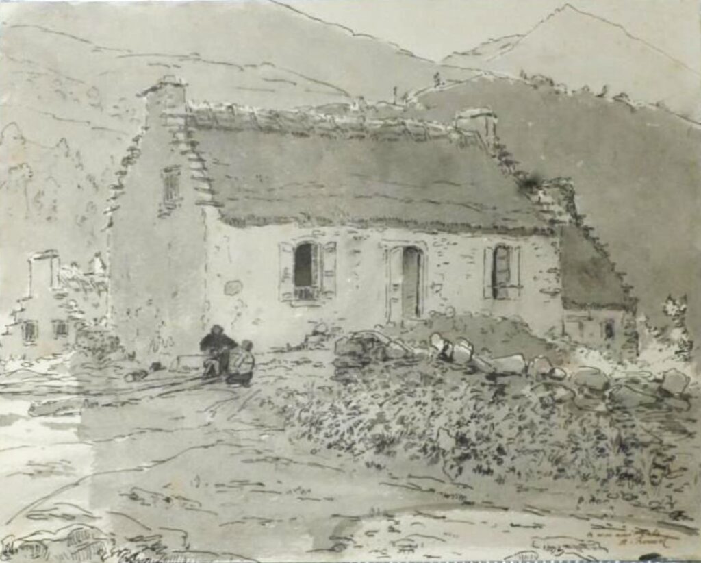 Henri Rouart: 1880-, Chaumière (à Cals), ink, 23x29, A2014/04/21 (iR86) =?? 4IE-1879-227, – (dessin)