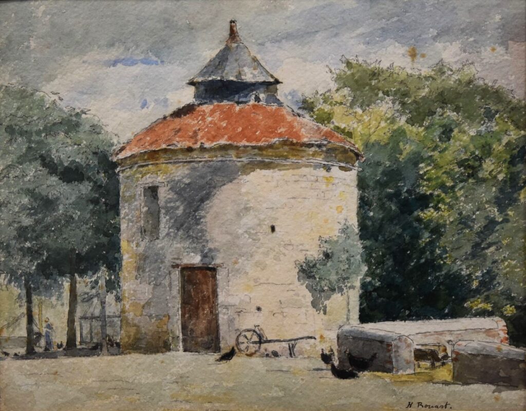 Henri Rouart: 1893-1912ca, Sbr, The dovecote, wc, 27x34, A2024/04/14 (iR86;cpR92,p138) Probably made at La Commanderie at Ballan-Miré.