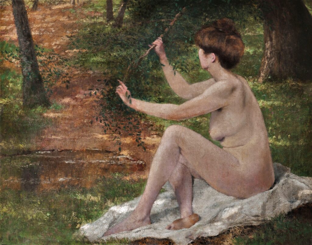 Henri Rouart: 1895-1912ca, Sbr, Baigneuse, 74x93, A2013/04/12 (aR16;aR13;aR11;iR86;iR17;iR24) =?? DR1912/03-56, Femme nue assise dans l’herbe.