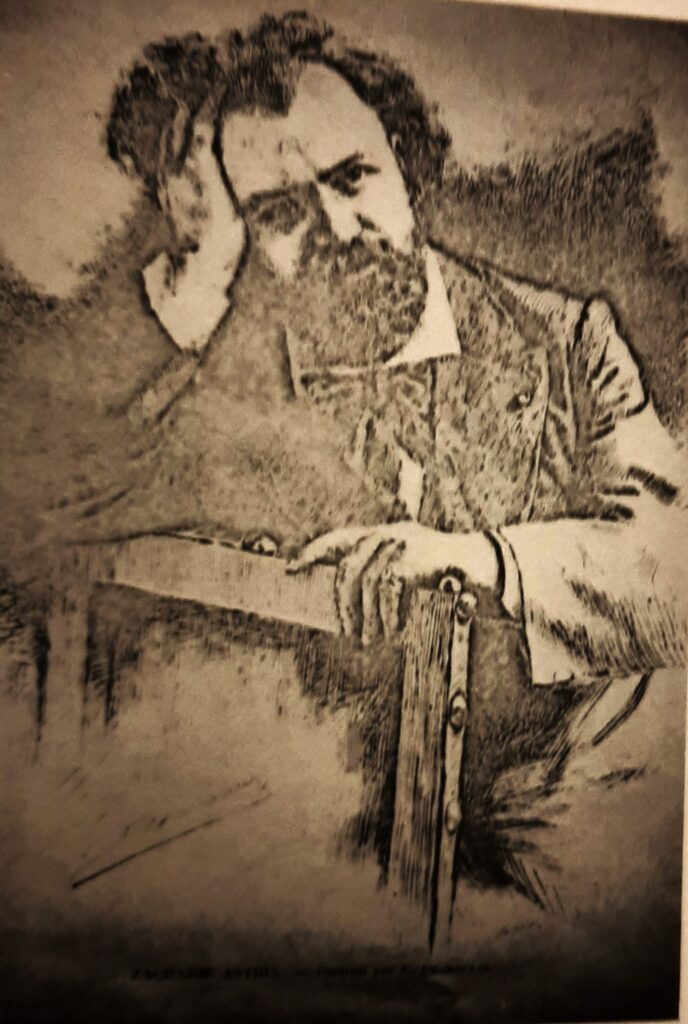 Fernand Desmoulins (1858-1914): 1884/12/13 Portrait of Zacharie Astruc, as frontispiece in La Vie Moderne (R420,fig.9)
