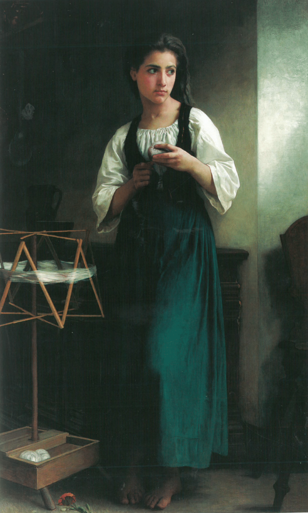 Bouguereau (1825-1905): 1877, La dévideuse, 162x98, private (iR4)