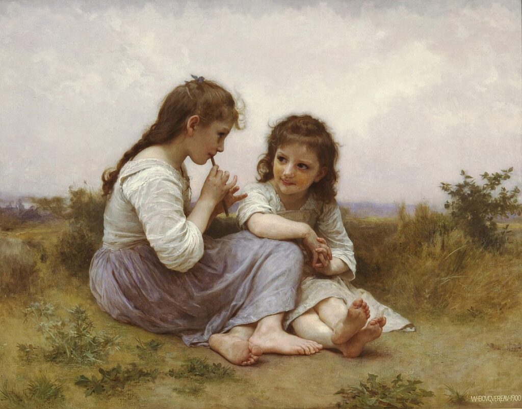 Bouguereau (1825-1905): 1900, SDbr, Childhood Idyll, 102x130, Denver AM (iR6;iR460;iR10;R231-3;M158) =!? EU-1900-D-cl7-244, Idylle enfantine, appartient à M. Knoedler.