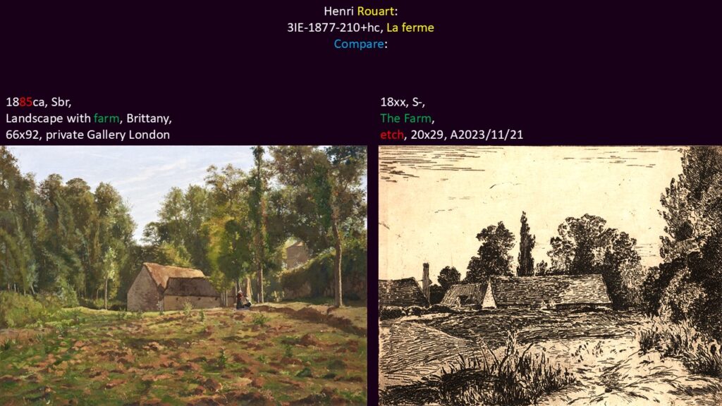 Henri Rouart: 3IE-1877-210+hc, La ferme. Compare: