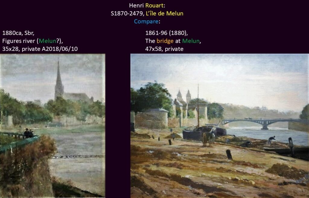 Henri Rouart: S1870-2479, L’île de Melun. Compare:
