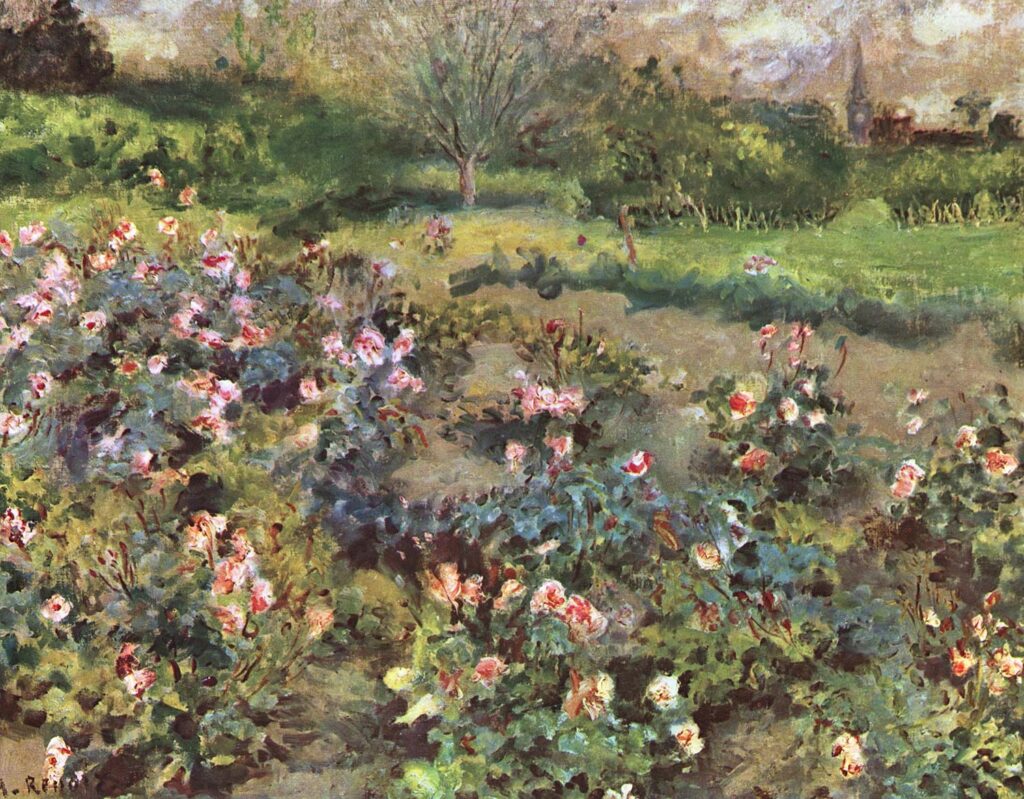 Auguste Renoir: 1870-74ca, Sbl, 1F117=2CR61, Rose bushes, 39x46, private (iR10;iR6;iR40;R30=193,no117;R185,no61;R88II,p452) =HD1875/03/24-50, Champ de rosiers (38x46) -> Petitdidier (75fr).