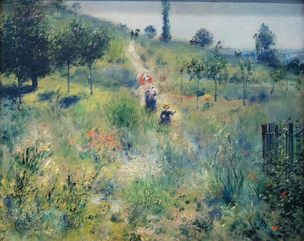 Auguste Renoir: 1874-78, 1F141, Winding path leading through tall grass, 60x74, Orsay (iR6;iR40;R30+R193,no141;R190,no299;R185,no90;R32,p25;R193,no14;R3,p149;M1) Provenance: =? HD1875/03/24-47, Paysage d'été (60x73), sold for 105fr; Charles Comiot (till 1926).