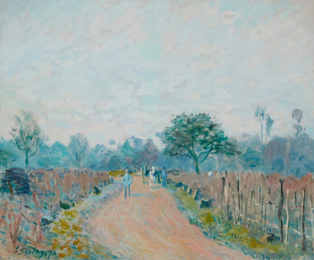 Alfred Sisley: 1874, CCPP126, SDbl, Chemin de Prunay à Louveciennes, 46x56, A2023/05/13(iR10;iR11;R396,no126;R88II,p452) Provenance: =??? HD1875/03/24-66, Chemin de Prunay (46x56) -> Durand-Ruel (120fr); Picq-Véron; 1892/06/25 Durand-Ruel;