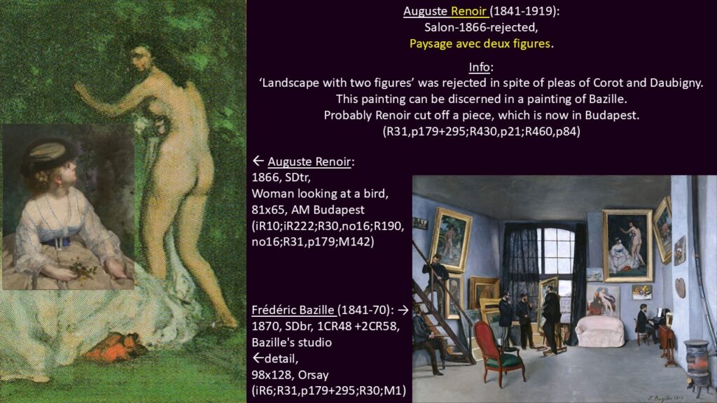 Auguste Renoir: S1866-R, Paysage avec deux figures (partly destroyed) = Cut off detail and picture within a painting of Bazille.
