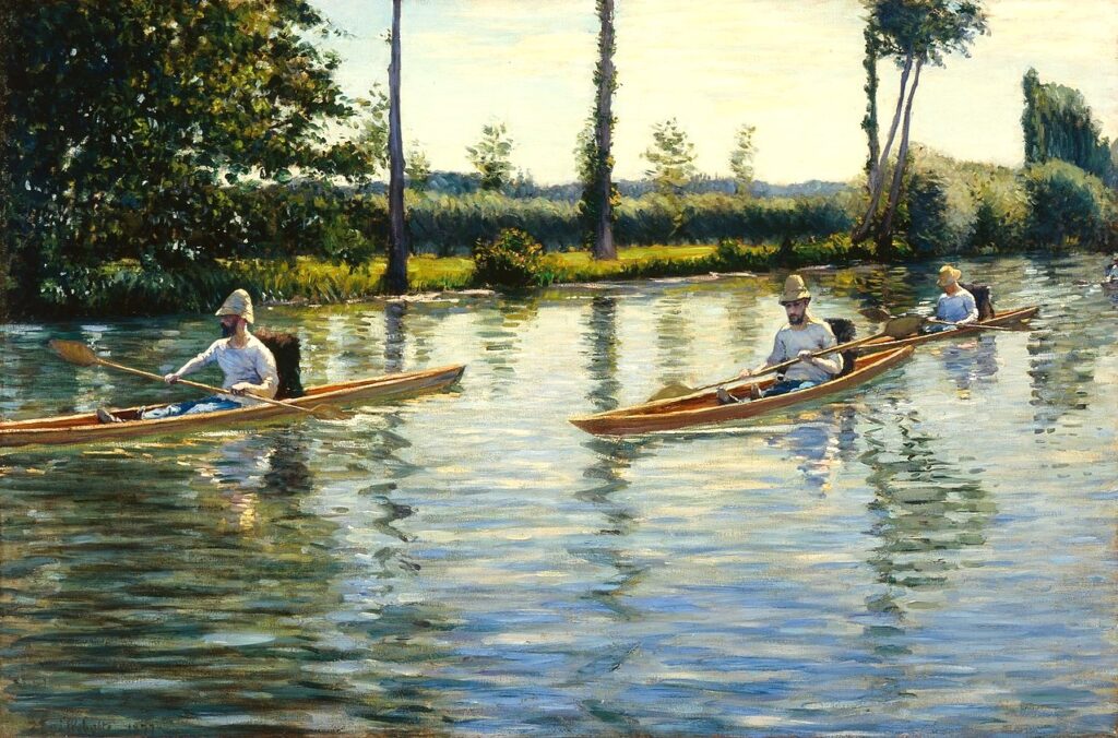 Gustave Caillebotte: 4IE-1879-9, Périssoires = 1877, 1CR76+2CR86, SDbl, Périssoires sur Yerres (Boating on the Yerres), 103x156, Milwaukee AM (iR6;R102,no86;R101,no76;M231) Expo: DR1894-30. Provenance: Eugène Lamy.