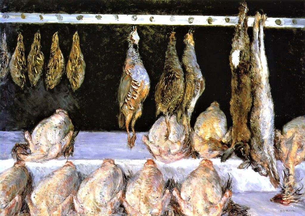 Gustave Caillebotte: 1882ca, Sbr, 1CR220=2CR242, Display of chickens and game birds (Poulet et gibier), 76x105, private (iR2;R41,p19;R3,p208;R102,no242;R101,no220) Expo: DR1894-87.