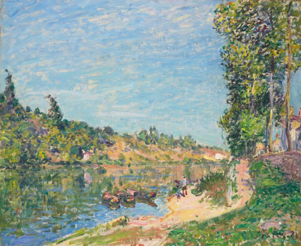 Alfred Sisley: 1884, SDbr, CR558=CCPP570, Les Coteaux de La Celle, après Saint-Mammès, 54x65, A2024/04/09 (iR11;iR15;iR10;R129,no558;R396,no570) Provenance: Allard du Chollet. Expo: GP1917-40.