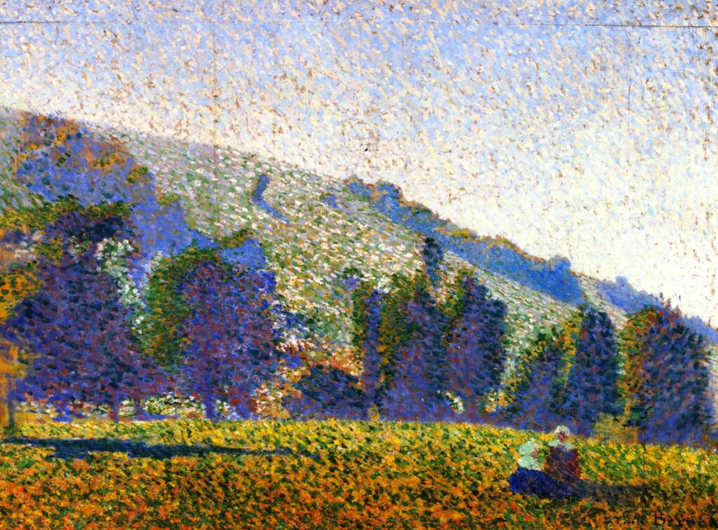 Émile Bernard (1868-1941): 1886, SDbr, Two Breton women in a meadow, 62x82, VGM Amsterdam (iR2;M73)