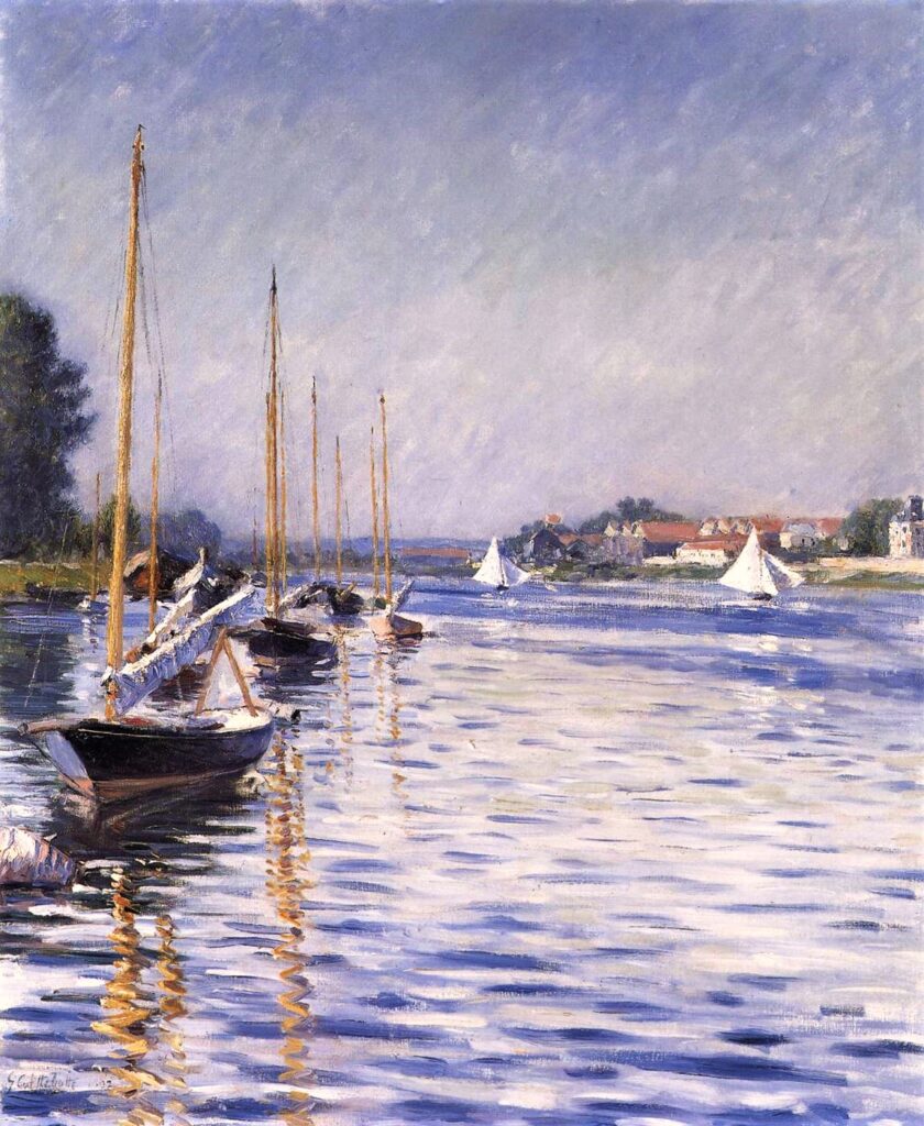 Gustave Caillebotte: 1892, SDbl, 1CR413=2CR438, Boats on the Seine at Argenteuil, 73x60, A1990/12/04 (iR2;iR14;R3,p316;R102,no438;R101,no413) Provenance: 1893ca Paul Hugot; Expo: DR1894-54. Location: Île Marande (left).