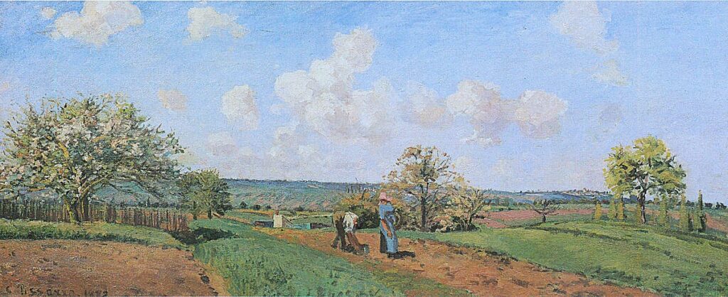 Camille Pissarro: 1872, SDbl, CCP239=CR183, Spring (Pontoise), 55x130, A2004/11/03 (iR6;iR10;iR2;iR15;R116,no239) Provenance: 1872 Achille Arosa; sale HD1891/05/06-23.