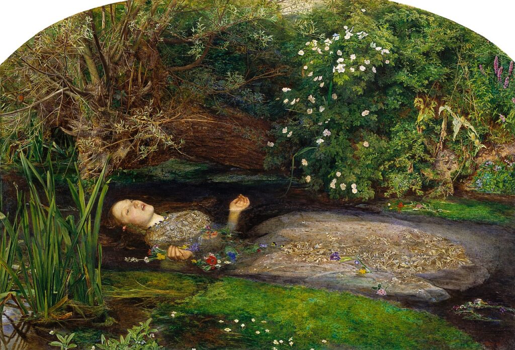 J.E. Millais (1829-96) 1851-52, Ophelia, 76x112, Tate (iR6;R470,p74;M62)