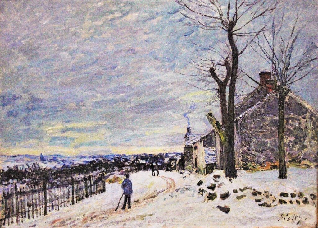 Alfred Sisley: 1880-81ca, Sbr, CR401=CCPP447, Snowy weather at Veneux-Nadon, 54x73, Orsay (iR5;iR11;iR2;R53,p32;R129,no401;R396,no447;M1) Provenance: 1881/03/03 Durand-Ruel; 1893/01/28 Depeaux; sale HD1901/04/25-55. Expo: GP1897-62.