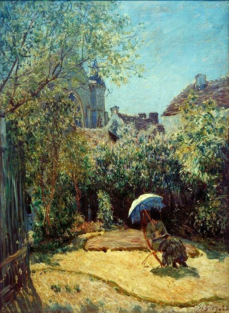 Alfred Sisley: 1883, SDbr, CR485=CCPP527, La femme de l'artiste lisant dans son jardin, Moret-sur-Loing, 73x54, private (iR155;iR10;iR19;R129,no485;R396,no527;R166,p53) Provenance: 1883/09/06 Durand-Ruel; 1912/01/24 Nietke, New York. Expos: =? Boston-IP-1891-21, Femme à l'ombrelle; =London-HG-FI-50; =DR1902-14; =DR1910-81.