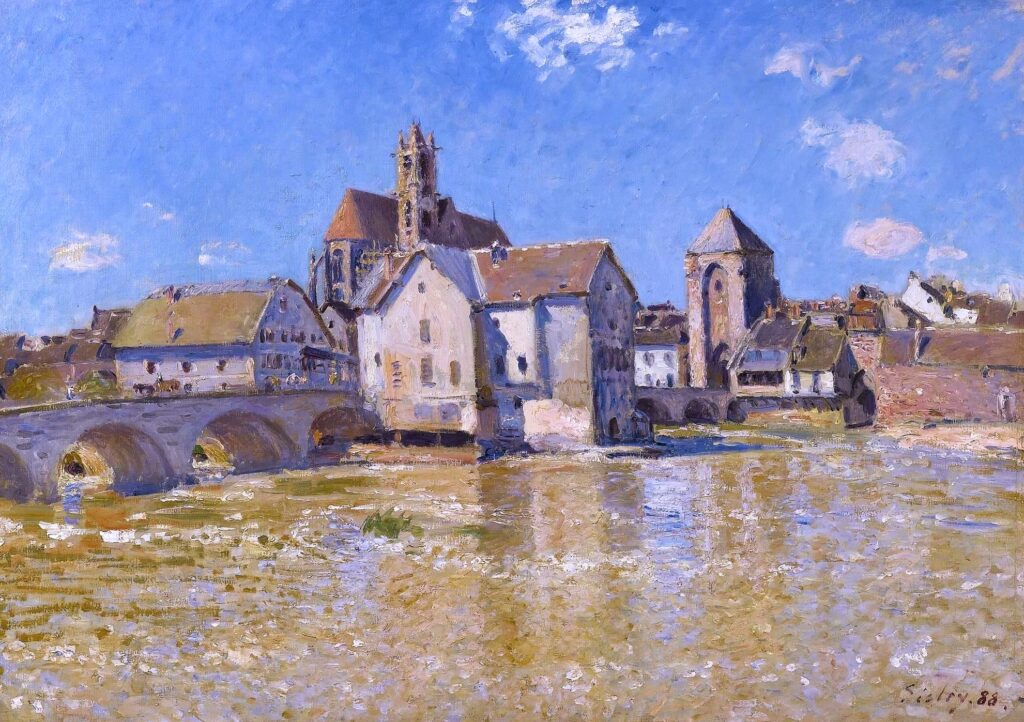 Alfred Sisley: 1888, SDbr, CR664=CCPP746, SDbr, The bridge of Moret-sur-Loing and the Porte de Bourgogne, April morning, 65x92, A2008/05/07 (iR11;iR14;iR2;R129,no644;R396,no746) Provenance: Georges Petit. Expo: GP1917-86