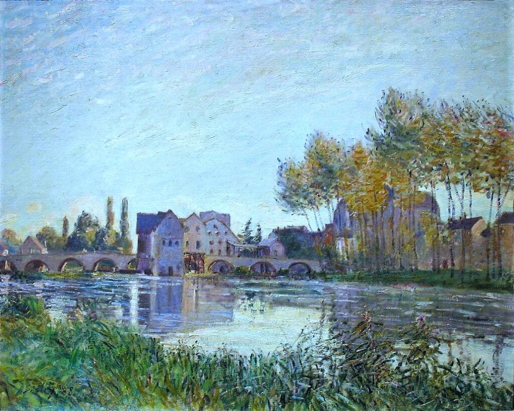 Alfred Sisley: 1888, SDbl, CR683=CCPP759, Sunset at Moret-sur-Loing, 73x92, Cincinetti AM (iR2;R129,no683;R396,no759;M166) Provenance: Georges Petit?; 1896? Depeaux; sale 1906/05/31-48 + sale HD1921/06/30-62; Expos: SNBA-1896-1155, A Moret (le soir); (Appartient à M. Depeaux); GP1897-60.