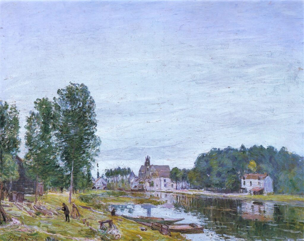 Alfred Sisley: 1892, SDbl, CR814=CCPP906, Chantier de Matrat, Moret-sur-Loing, rainy weather, 60x73, Yale New Haven (iR2;R129,no814;R396,no906;M33) =SNBA-1893-976, Le Chantier à Matrat. Provenance: Georges Petit; 1901/03/15 Boussod, Valadon & Cie.