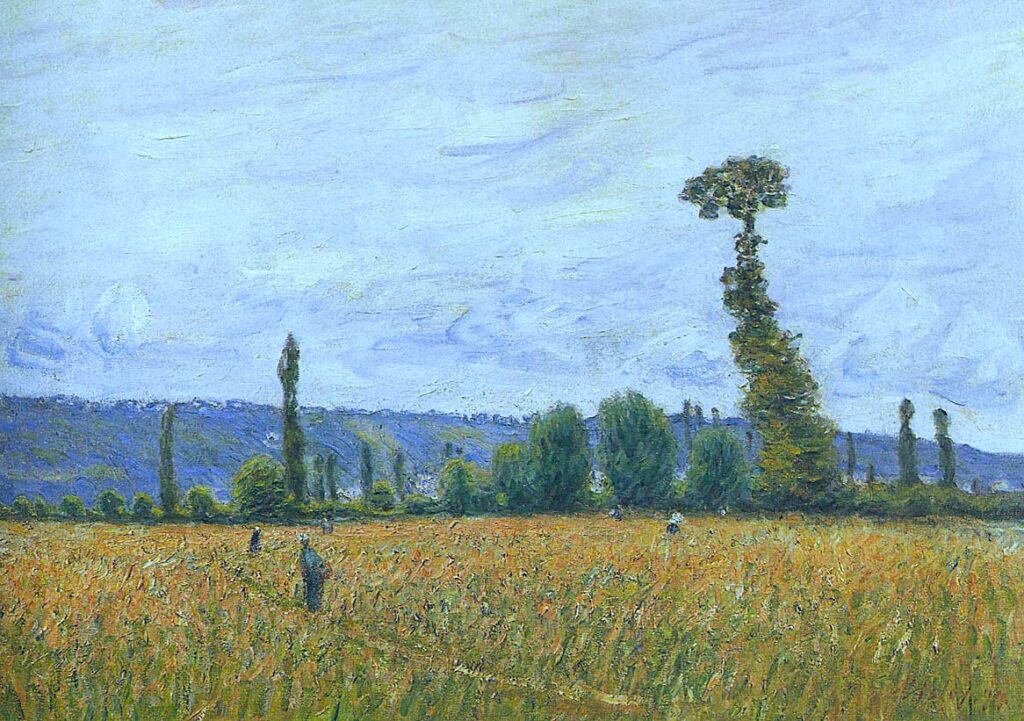 Alfred Sisley: 1894, SDbr, CR827=CCPP949, La prairie de Sahurs près de Rouen (In the distance the hills of La Bouille), 65x92, private (iR10;iR202;iR64;R66,p67;R129,no827;R396,no949) Expo: SNBA-1895-1146, Les coteaux de la Bouille et la prairie de Sahurs; BJ1907/12-8. Provenance: sale atelier Sisley GP1899/05/01-16; Jeanne Dietsh-Sisley; sale HD1909/05/18-7 -> Georges Petit.