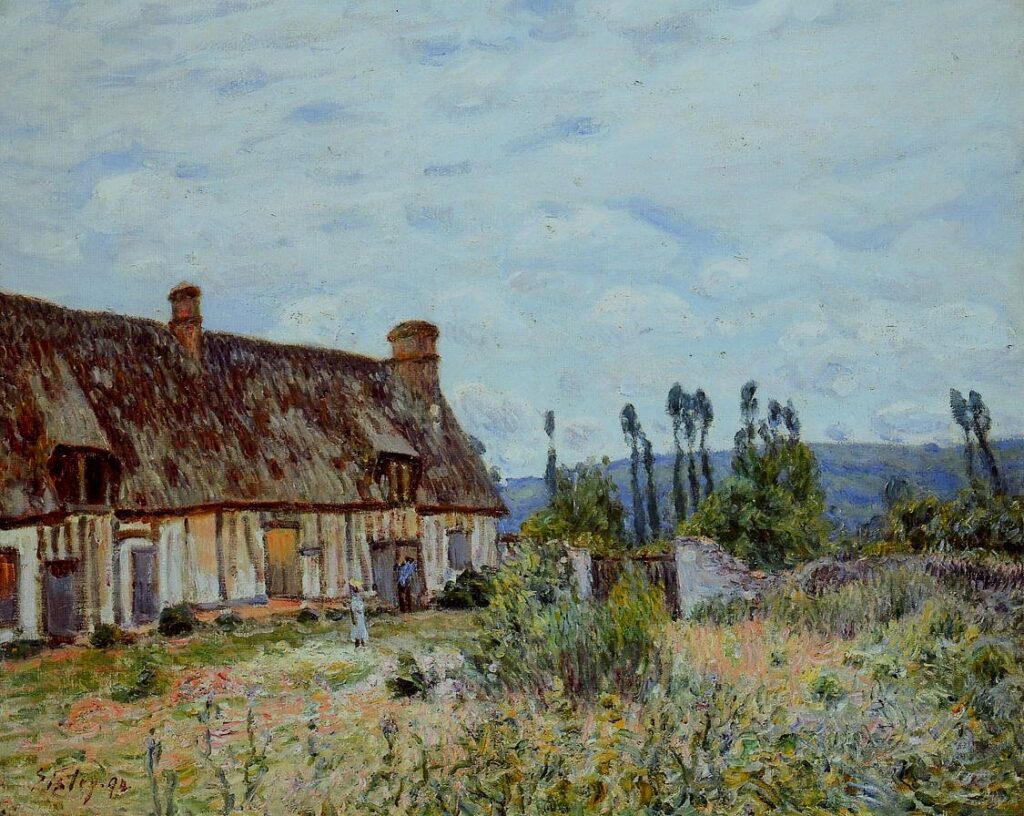 Alfred Sisley: 1894, SDbl, CR829=CCPP945, Abandoned cottage in Normandie, 65x81, private (iR2;iR1;R129,no829;R396,no945) Expos: =SNBA-1895-1147, Vieille ferme; Appartient à M. Depeaux; GP1897-83. Provenance: Depeaux; sale HD1901/04/25-58 -> Bernheim-Jeune.