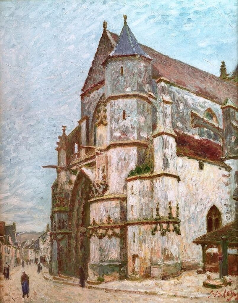 Alfred Sisley: 1894, SDbr, CR839=CCPP938, The Church at Moret, Winter (temps gris), 81x65, MNAR Bucarest (iR155;iR2;R38;R129,no839;R396,no938) Expo: BJ1907/12-48. Provenance: Jeanne Dietsh-Sisley; sale GP1909/05/18-13.