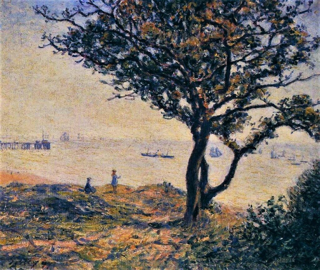 Alfred Sisley: 1897, SDbl, CR866=CCPP992, The bay of Cardiff, 54x65, MBA Reims (iR10;R5,p211;R38;R129,no866;R396,no992;M190) Expos: SNBA-1898-1133, La rade de Cardiff; DR1902-39. Provenance: sale atelier Sisley GP1899/05/01-22 -> Bernheim-Jeune; Schoengrun; sale HD1901/02/07-26; Durand-Ruel.