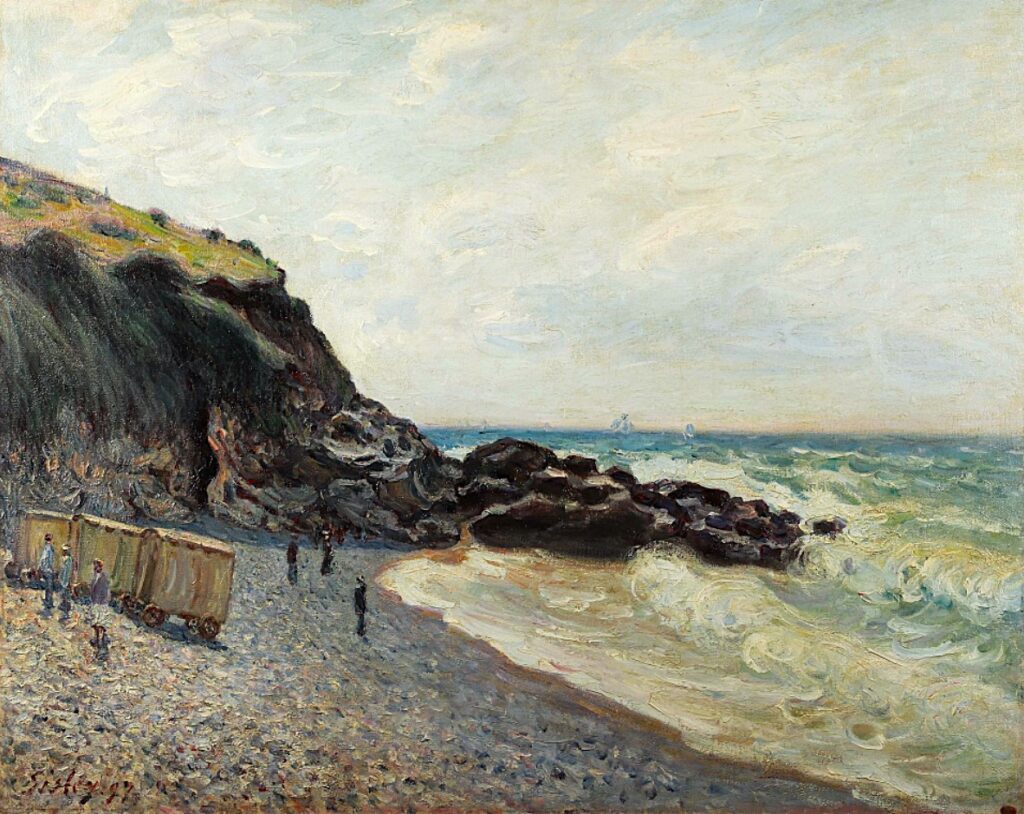 Alfred Sisley: 1897, SDbl, CR873=CCPP1001, Marée montante à Langland Bay, Lady's Cove, 65x81, A2024/12/03 (iR102;iR10;R129,no873;R396,no1001) Expos: SNBA-1898-1135, Lady's Cove (la marée montante); BJ1907/12-23. Provenance: Jeanne Dietsh-Sisley; sale HD1909/05/18-11.