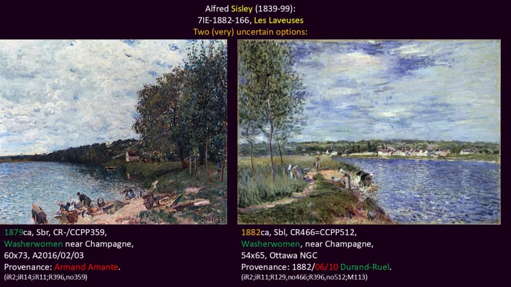 Alfred Sisley: 7IE-1882-166, Les Laveuses. Two (very) uncertain options: CCPP359 +512.