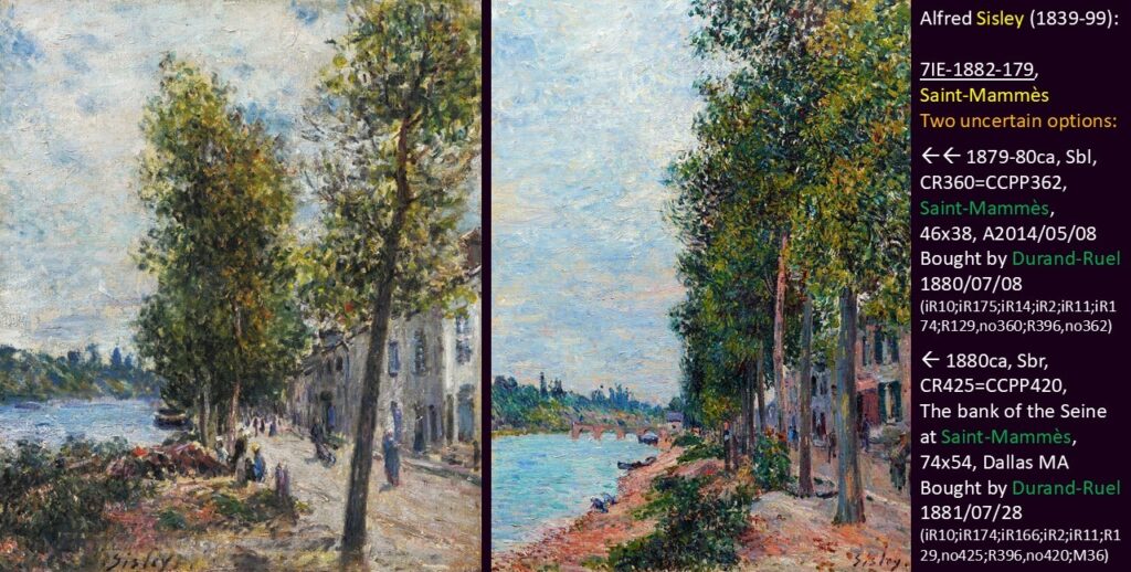 Alfred Sisley: 7IE-1882-179, Saint-Mammès. Two uncertain options: CCPP362 +CCPP420.