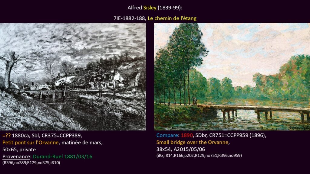 Alfred Sisley: 7IE-1882-188, Le chemin de l'étang. Compare: CCPP389 +959.