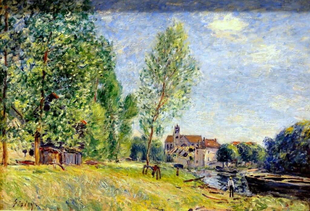 Alfred Sisley: 1882ca, Sbl, CR462=CCPP498, Le chantier naval à Matrat, Moret-sur-Loing (Matrat's boatyard), 38x55, MudO Beauvais (iR10;iR6;iR11;R129,no462;R396,no498;R166,p52,note46;M171) Provenance: Faure; 1900/03/01 Durand-Ruel till 1917/11/09. Expos: =? DR1883-solo, Moret, view of the river, loan Faure; =DR1914-66.