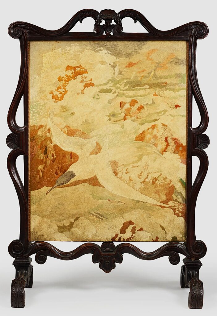 Félix Bracquemond: 1905ca, Hirondelle de mer, fire screen + silk embroidery (for Manufacture des Gobelins), 109x75x40 (76x60), A2024/04/30 (iR201;iR87;iR224;iR1;iR19) =SNBA-1907-177-175, Hirondelle de mer (panneaux décoratifs, broderies en soie)