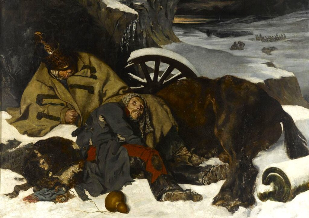 Joseph-Ferdinand Boissard de Boisdenier (1813-66): 1835, Episode in the Retreat from Moscow, 160x225, MBA Rouen (iR6;iR155;iR10;iR1;R231-1+2;M12) Expos: S1835-179; EU-1900-C-42, Épisode de la retraite de Moscou (Musée de Rouen; S.1835)
