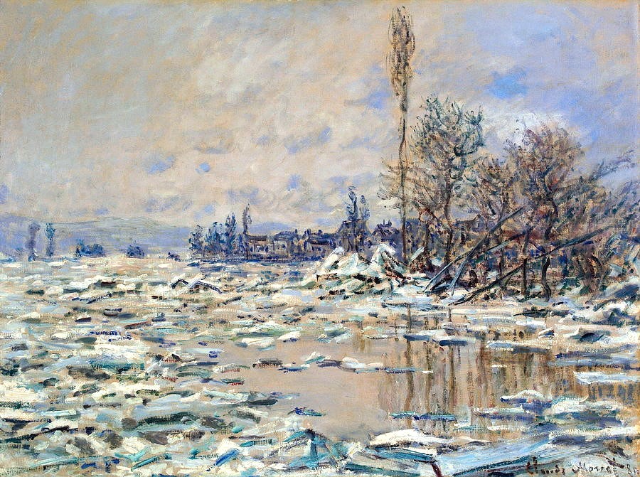 Claude Monet: 1880, CR560, SDbr, Breakup of ice, grey weather, 68x90, MCG Lisbon (iR10;iRx;R22+R127,no560;R231-1;M103) Provenance: Pellerin; 1900/01 Bernheim-Jeune; 1900 Jules Strauss; sale HD1902/05/03-42; Hoentschel. Expos: EU-1900-C-483, La Débâcle, appartient à M. Jules Strauss; MdL-1904-38; GKn-XIX-1924-29.
