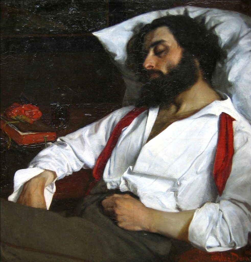 Carolus-Duran (1837-1917): 1861, Man sleeping, 87x85, PBA Lille (iR6;iR10;iR1;R231-1;M17) =S1861-972 (Durand), bought by the State 1862; =EU-1900-C-78, L’homme endormi (Musée de Lille; S.1861)
